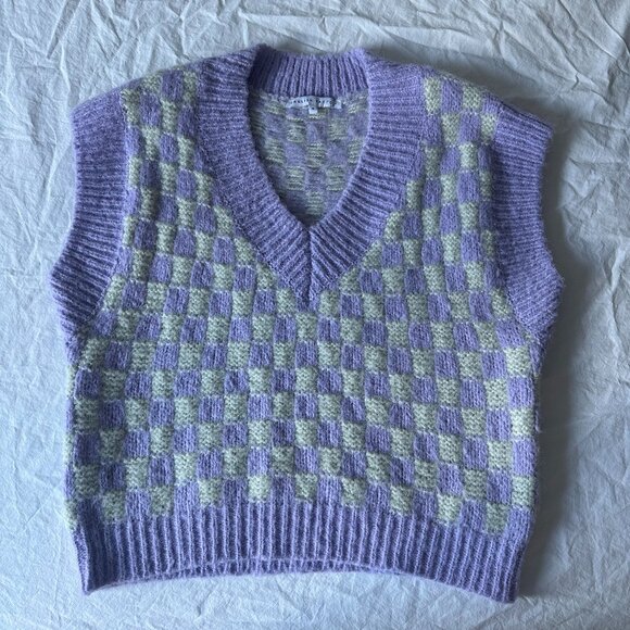 English Factory Women's lilac checker knit vest size size S - Picture 1 of 4